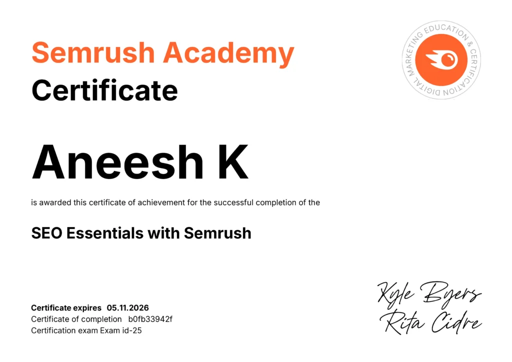 Semrush Academy Certifications